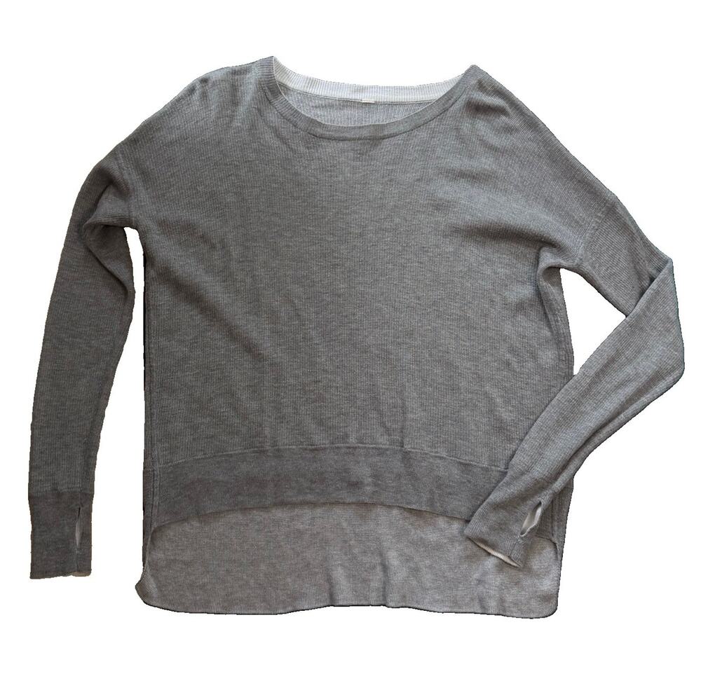 Lululemon Pure Balance Sweater Heathered Grey Long Sleeve Pullover Hi Low